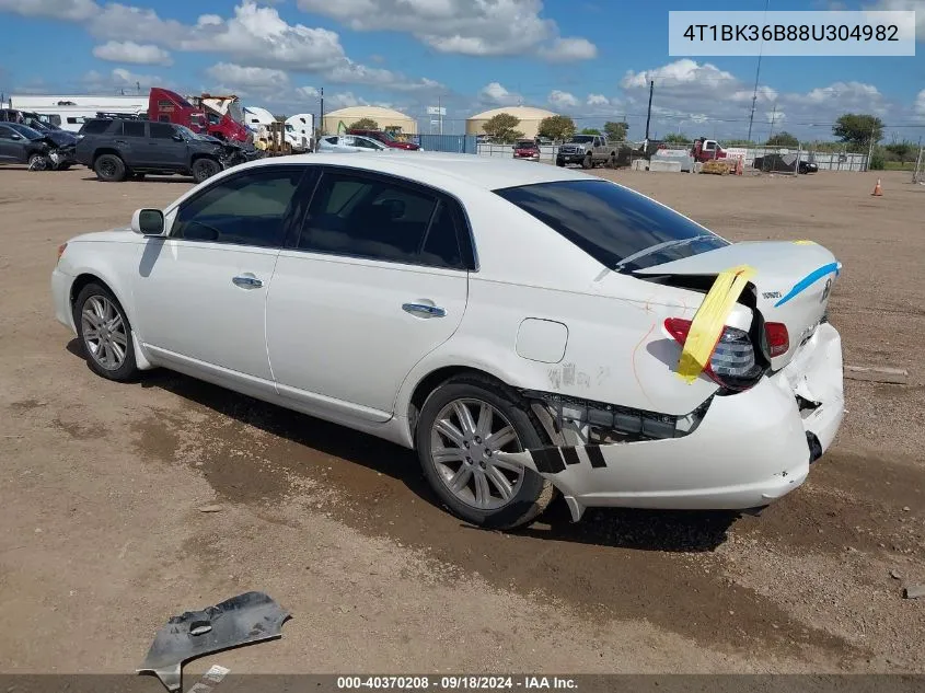 2008 Toyota Avalon Limited VIN: 4T1BK36B88U304982 Lot: 40370208