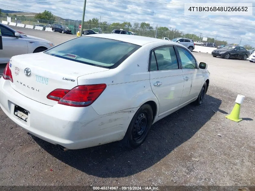 2008 Toyota Avalon Limited VIN: 4T1BK36B48U266652 Lot: 40374967