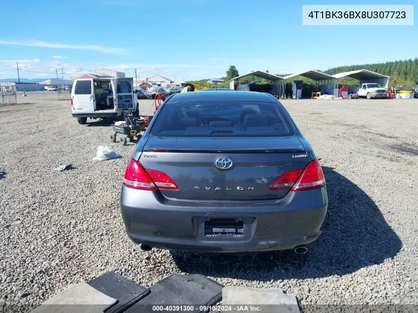 2008 Toyota Avalon Limited VIN: 4T1BK36BX8U307723 Lot: 40391300