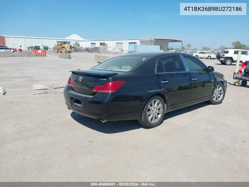 2008 Toyota Avalon Limited VIN: 4T1BK36B98U272186 Lot: 40406081