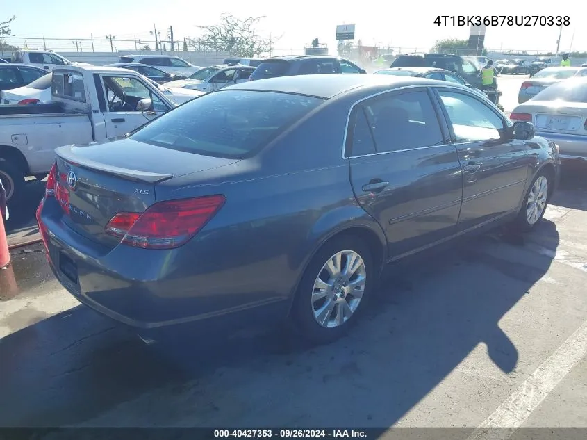 2008 Toyota Avalon Xls VIN: 4T1BK36B78U270338 Lot: 40427353