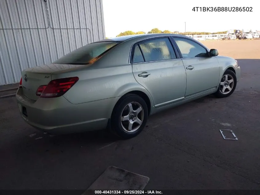 2008 Toyota Avalon Xls VIN: 4T1BK36B88U286502 Lot: 40431334