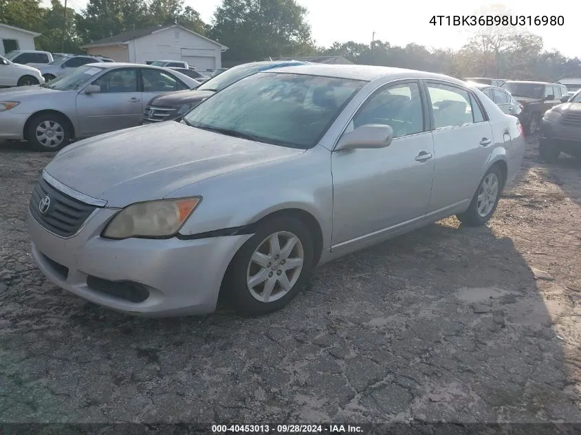 2008 Toyota Avalon Xl/Xls/Touring/Limited VIN: 4T1BK36B98U316980 Lot: 40453013