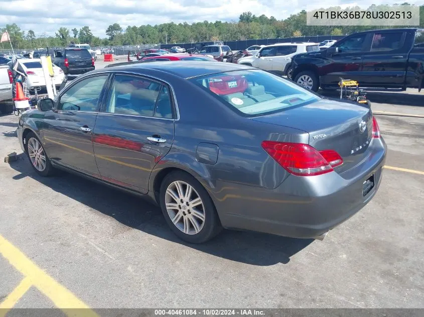 2008 Toyota Avalon Limited VIN: 4T1BK36B78U302513 Lot: 40461084