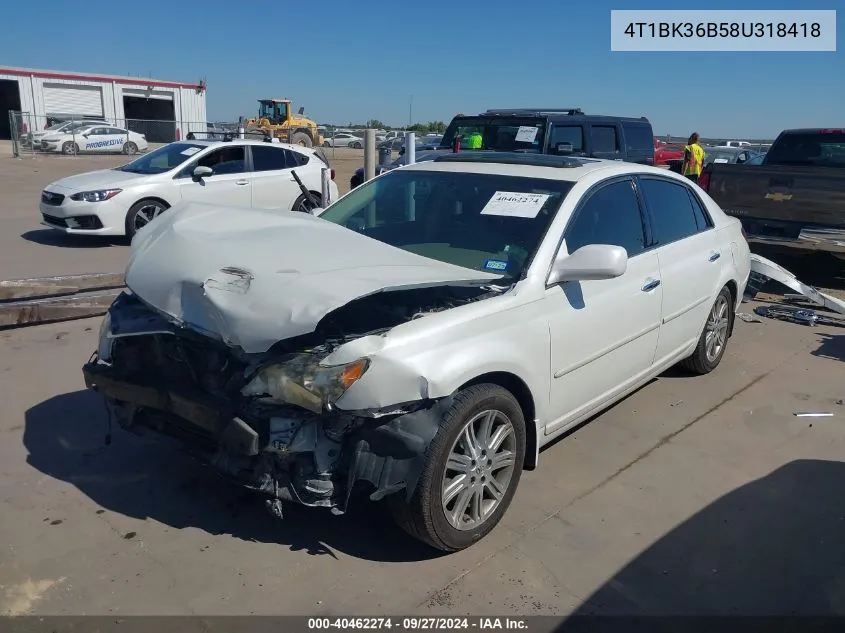 2008 Toyota Avalon Limited VIN: 4T1BK36B58U318418 Lot: 40462274