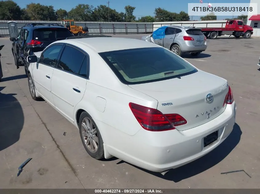 2008 Toyota Avalon Limited VIN: 4T1BK36B58U318418 Lot: 40462274