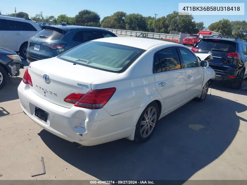 4T1BK36B58U318418 2008 Toyota Avalon Limited