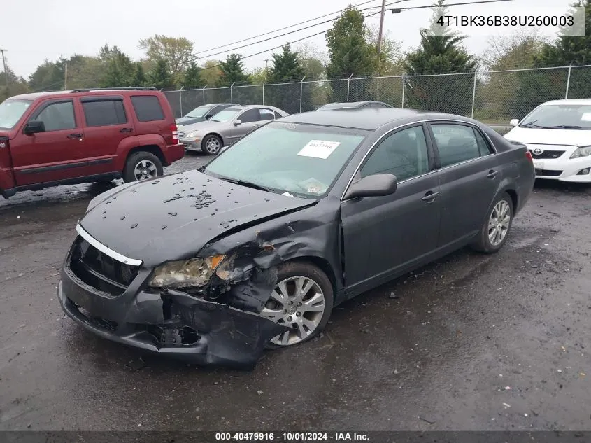 2008 Toyota Avalon Xl/Xls/Touring/Limited VIN: 4T1BK36B38U260003 Lot: 40479916