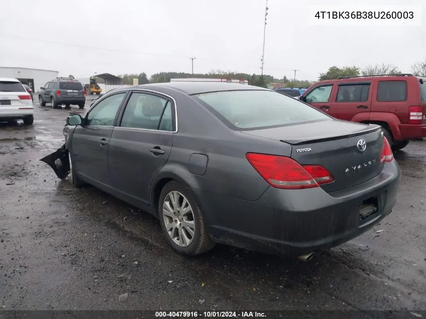 2008 Toyota Avalon Xl/Xls/Touring/Limited VIN: 4T1BK36B38U260003 Lot: 40479916