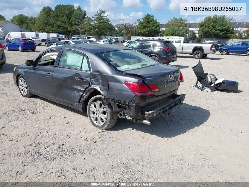 2008 Toyota Avalon Xls VIN: 4T1BK36B98U265027 Lot: 40484126