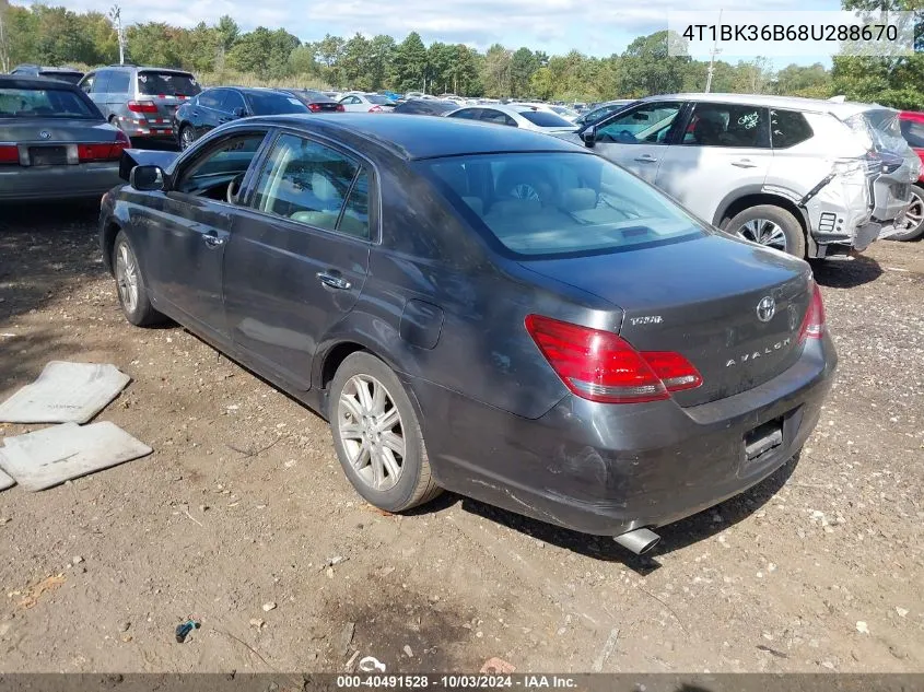 2008 Toyota Avalon Limited VIN: 4T1BK36B68U288670 Lot: 40491528