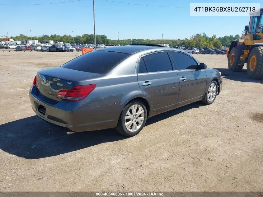 2008 Toyota Avalon Xls VIN: 4T1BK36BX8U262718 Lot: 40546506