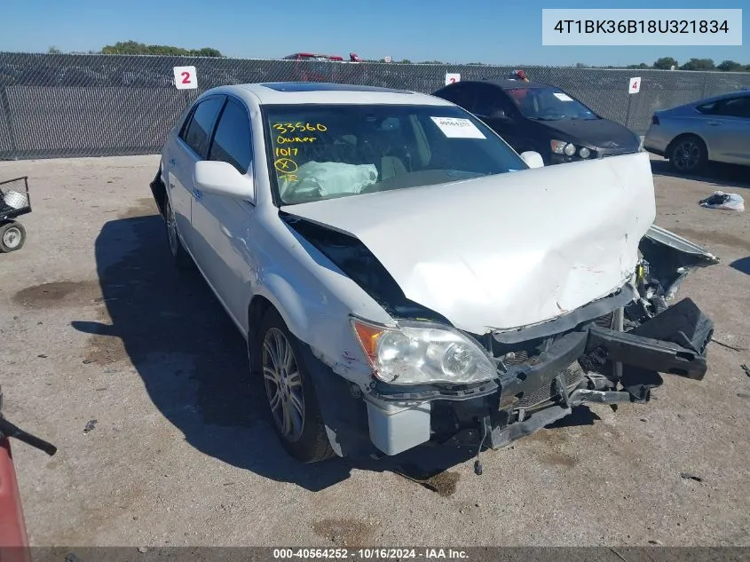 2008 Toyota Avalon Limited VIN: 4T1BK36B18U321834 Lot: 40564252