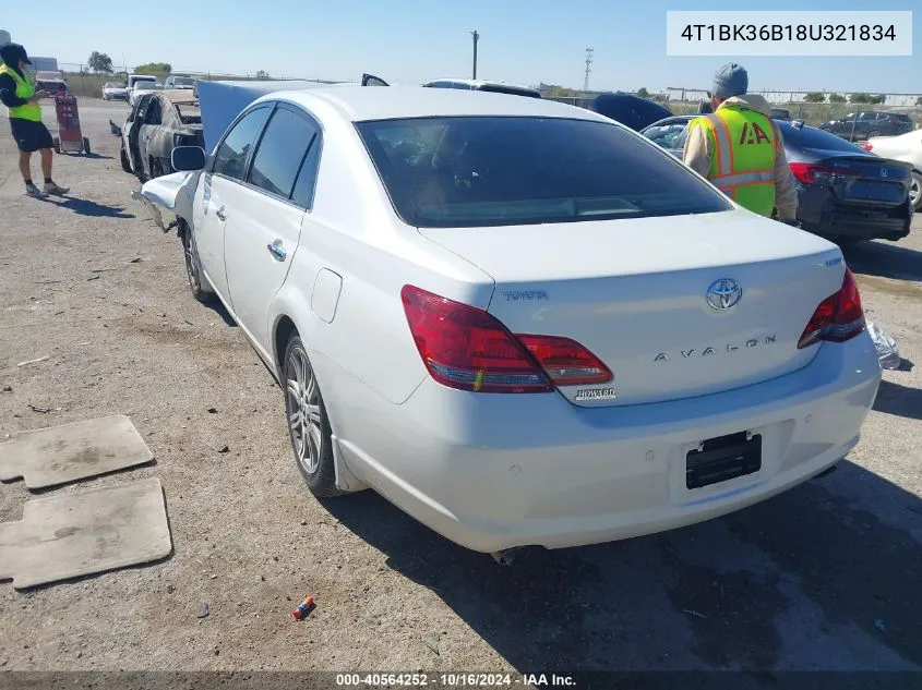 2008 Toyota Avalon Limited VIN: 4T1BK36B18U321834 Lot: 40564252