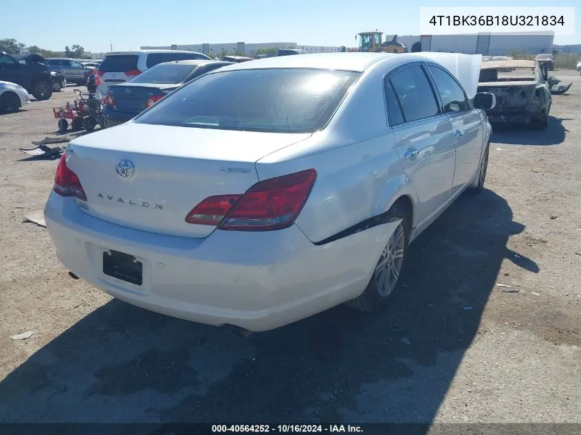 2008 Toyota Avalon Limited VIN: 4T1BK36B18U321834 Lot: 40564252