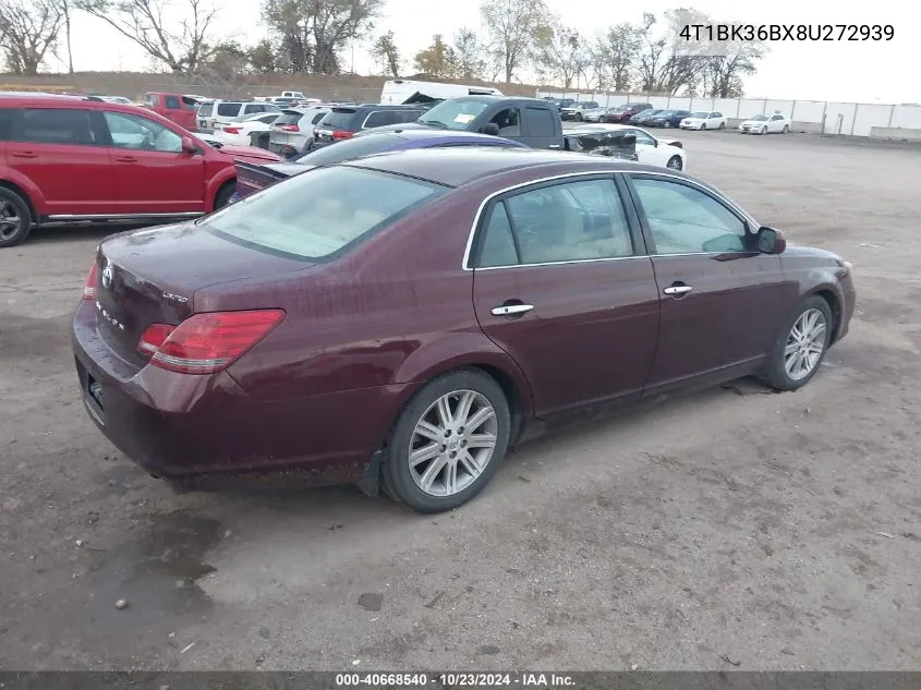 2008 Toyota Avalon Limited VIN: 4T1BK36BX8U272939 Lot: 40668540