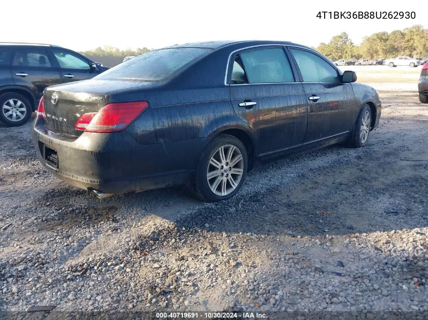 2008 Toyota Avalon Limited VIN: 4T1BK36B88U262930 Lot: 40719691