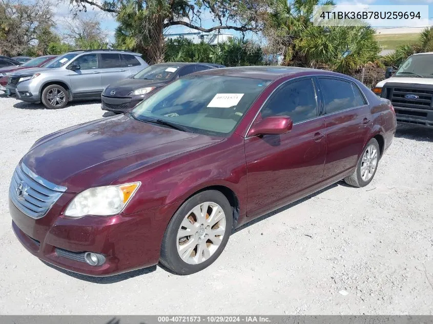 2008 Toyota Avalon Xls VIN: 4T1BK36B78U259694 Lot: 40721573