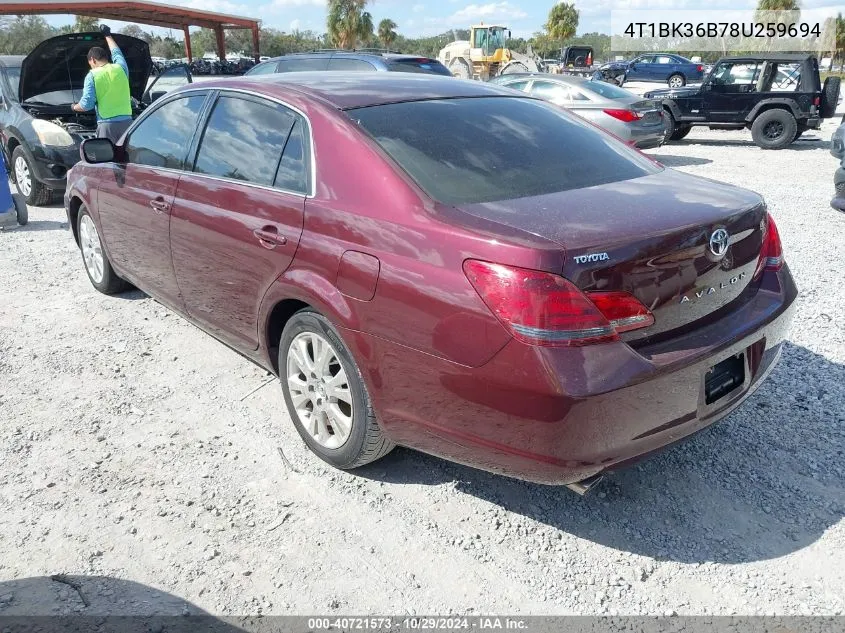 2008 Toyota Avalon Xls VIN: 4T1BK36B78U259694 Lot: 40721573