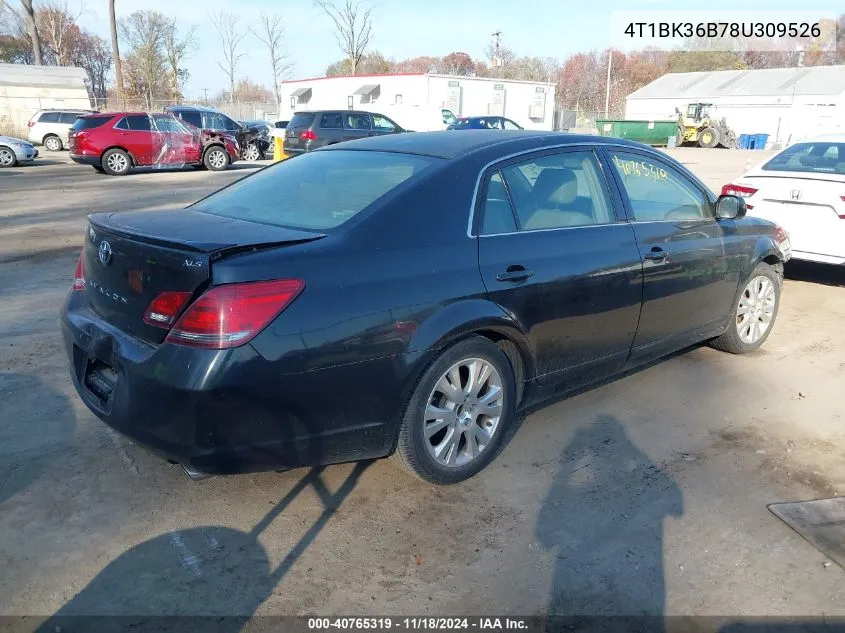 2008 Toyota Avalon Xls VIN: 4T1BK36B78U309526 Lot: 40765319