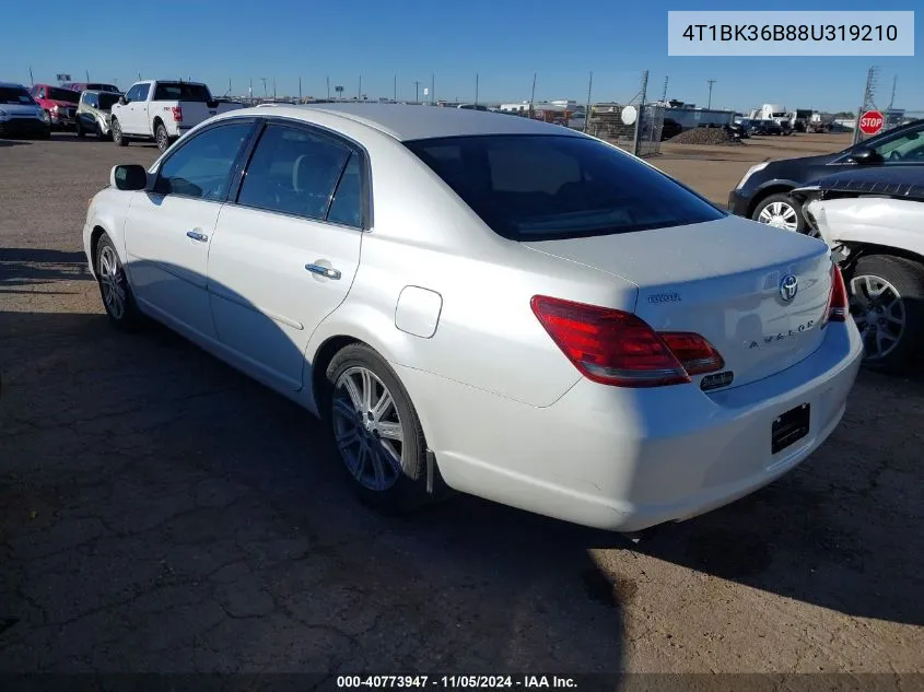 2008 Toyota Avalon Limited VIN: 4T1BK36B88U319210 Lot: 40773947