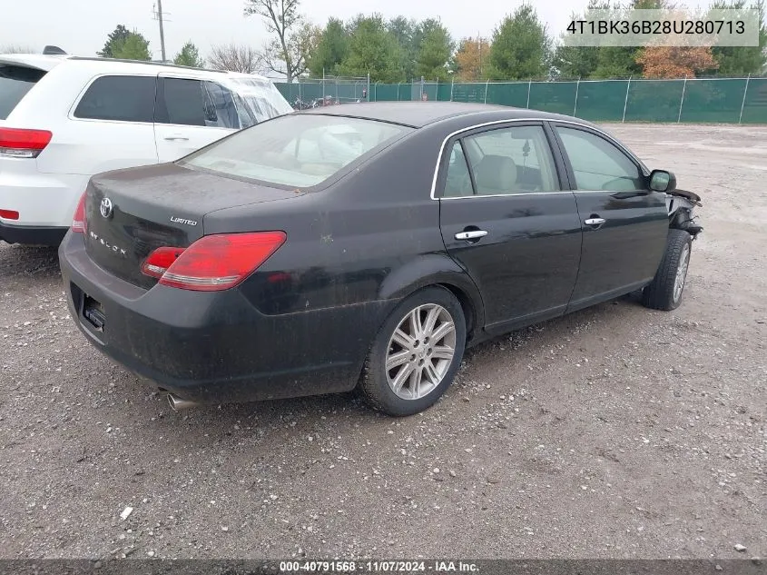 2008 Toyota Avalon Limited VIN: 4T1BK36B28U280713 Lot: 40791568