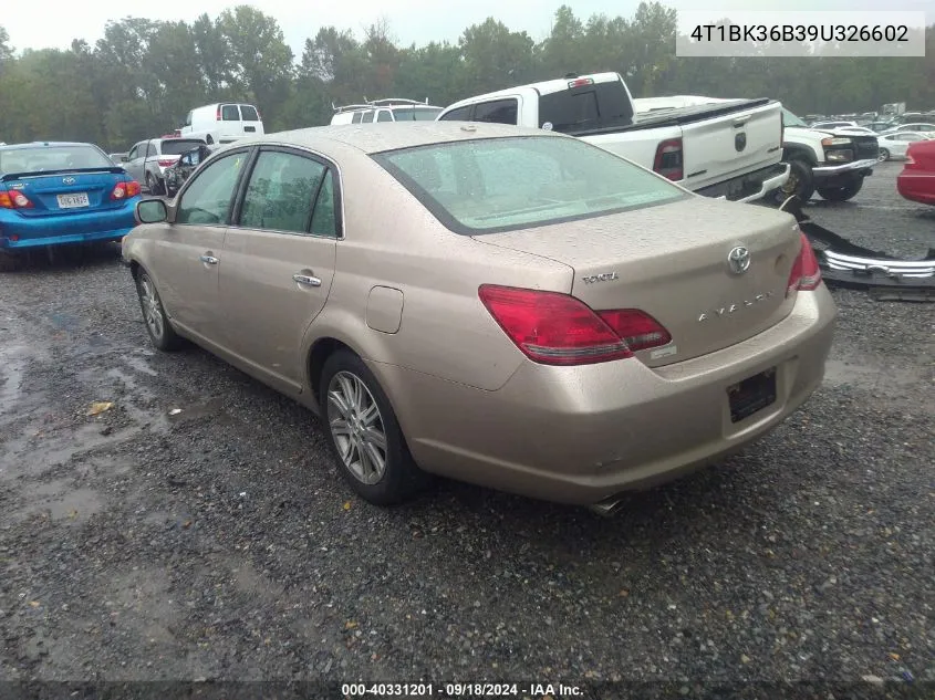 2009 Toyota Avalon Xl/Xls/Limited VIN: 4T1BK36B39U326602 Lot: 40331201