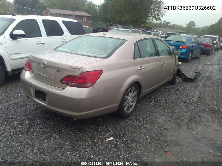 2009 Toyota Avalon Xl/Xls/Limited VIN: 4T1BK36B39U326602 Lot: 40331201