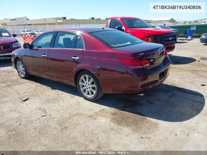 2009 Toyota Avalon Limited VIN: 4T1BK36B19U340806 Lot: 40415545