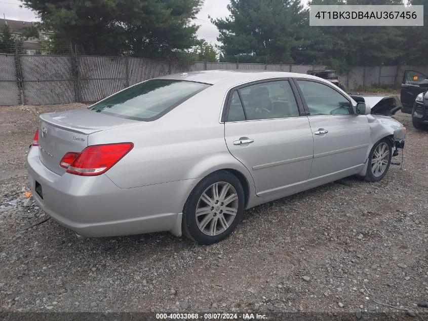 2010 Toyota Avalon Limited VIN: 4T1BK3DB4AU367456 Lot: 40033068