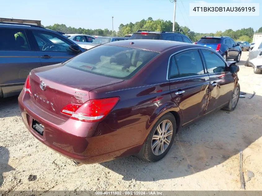 2010 Toyota Avalon Xl/Xls/Limited VIN: 4T1BK3DB1AU369195 Lot: 40111802