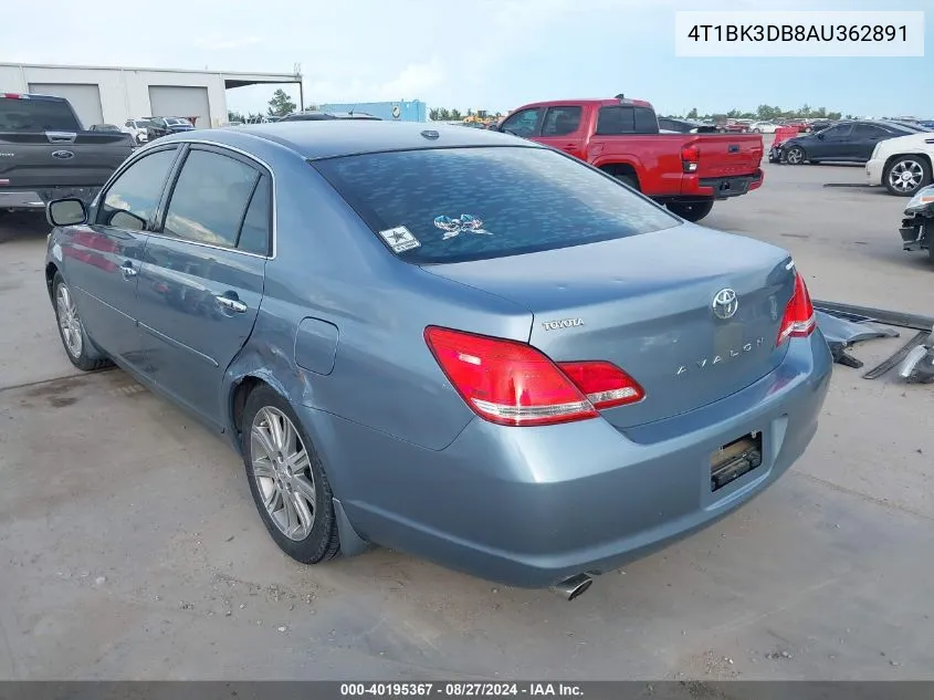 2010 Toyota Avalon Limited VIN: 4T1BK3DB8AU362891 Lot: 40195367