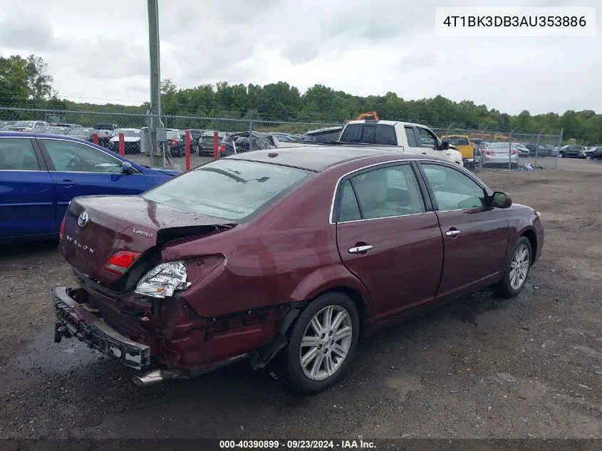 2010 Toyota Avalon Limited VIN: 4T1BK3DB3AU353886 Lot: 40390899