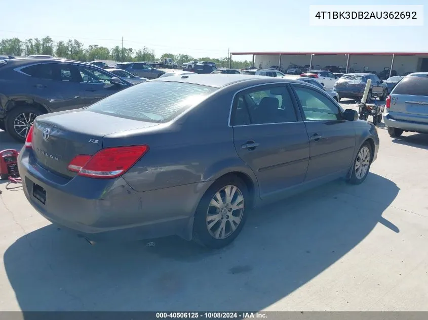 2010 Toyota Avalon Xls VIN: 4T1BK3DB2AU362692 Lot: 40506125