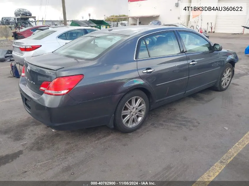 2010 Toyota Avalon Limited VIN: 4T1BK3DB4AU360622 Lot: 40782900