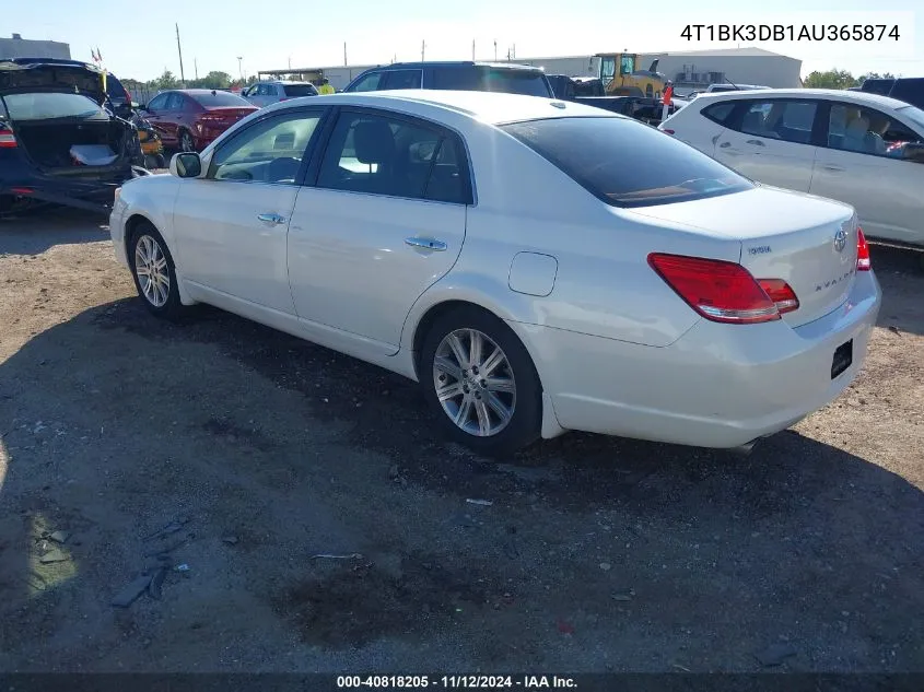 2010 Toyota Avalon Limited VIN: 4T1BK3DB1AU365874 Lot: 40818205