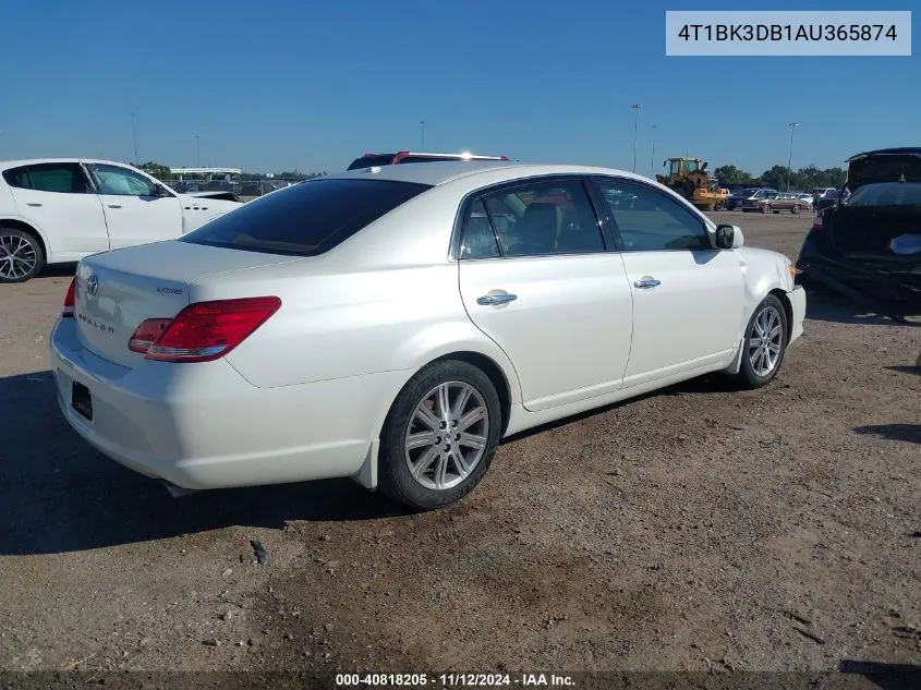 2010 Toyota Avalon Limited VIN: 4T1BK3DB1AU365874 Lot: 40818205