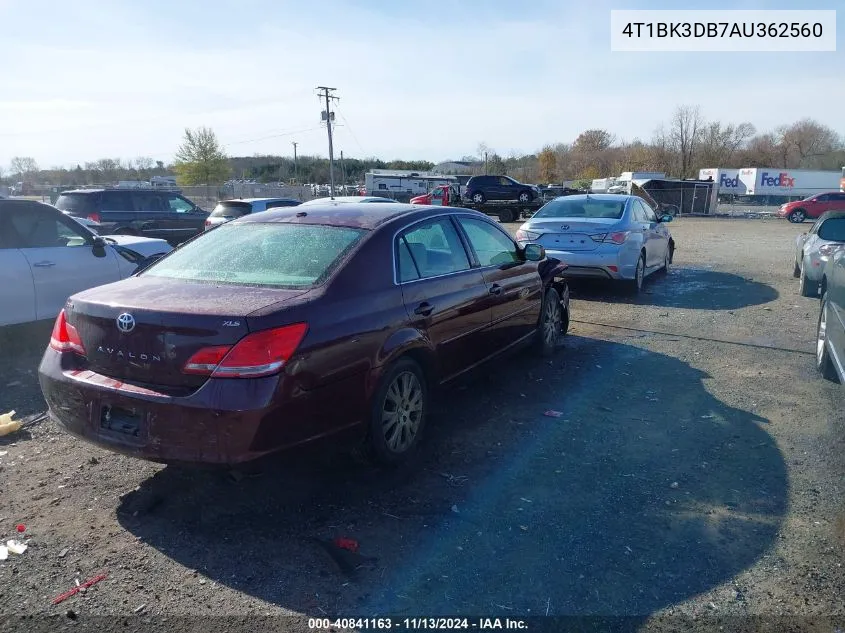 2010 Toyota Avalon Xls VIN: 4T1BK3DB7AU362560 Lot: 40841163