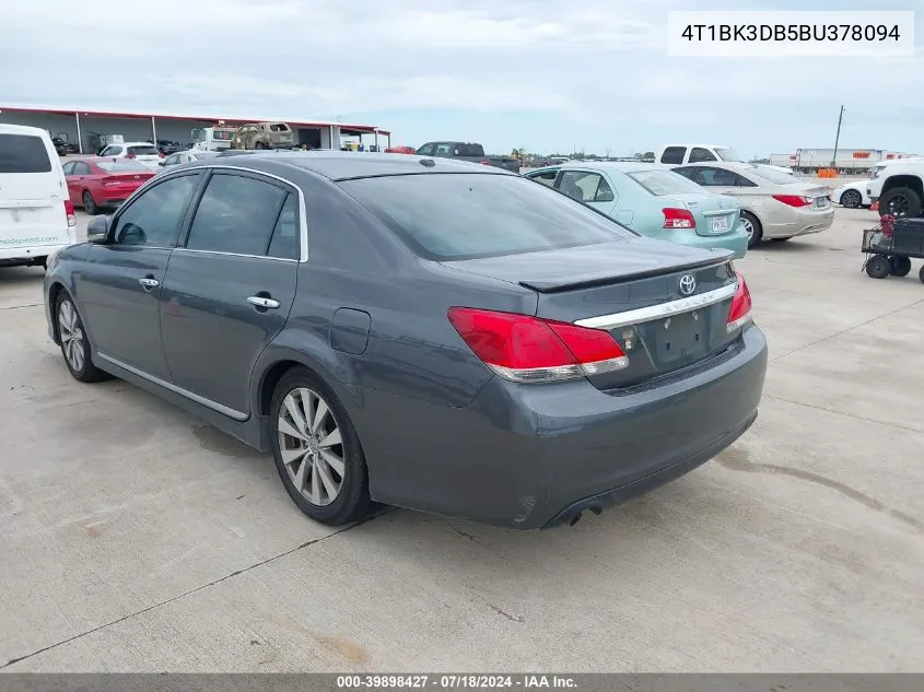 2011 Toyota Avalon Limited VIN: 4T1BK3DB5BU378094 Lot: 39898427