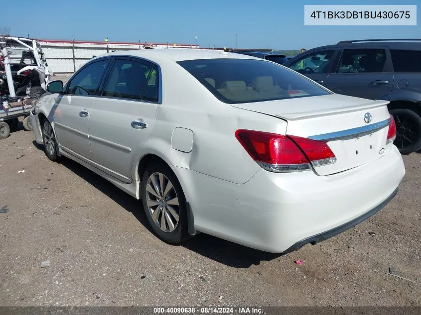 2011 Toyota Avalon Limited VIN: 4T1BK3DB1BU430675 Lot: 40090638