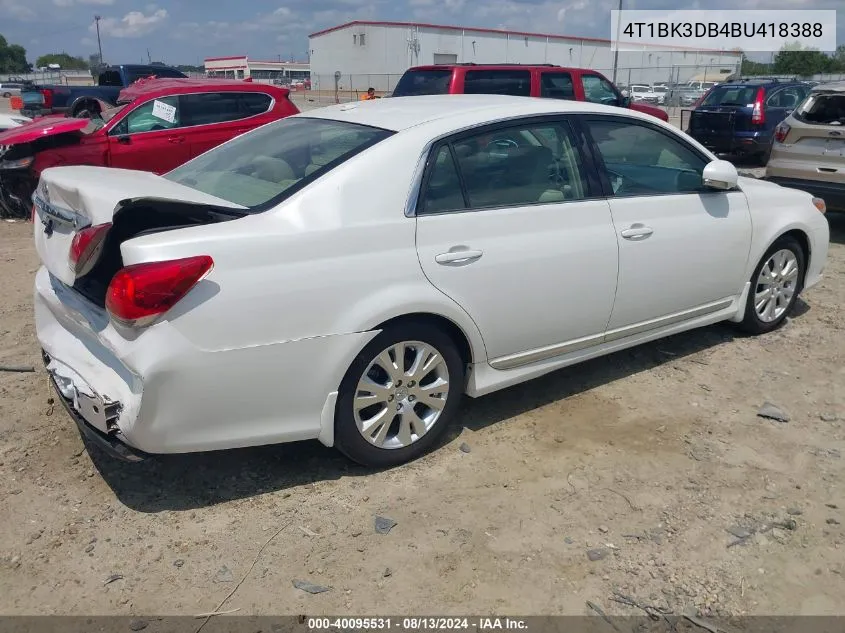 2011 Toyota Avalon VIN: 4T1BK3DB4BU418388 Lot: 40095531