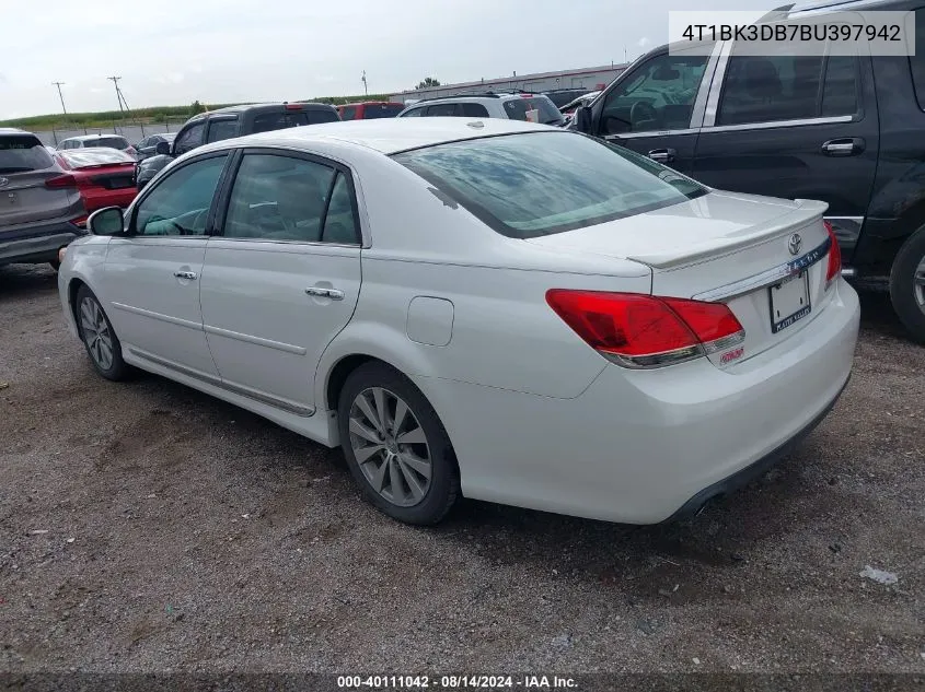 2011 Toyota Avalon Limited VIN: 4T1BK3DB7BU397942 Lot: 40111042