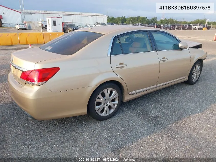 2011 Toyota Avalon VIN: 4T1BK3DB1BU397578 Lot: 40163157