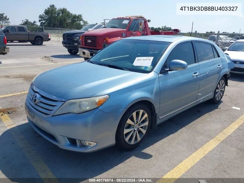 2011 Toyota Avalon Limited VIN: 4T1BK3DB8BU403327 Lot: 40176974