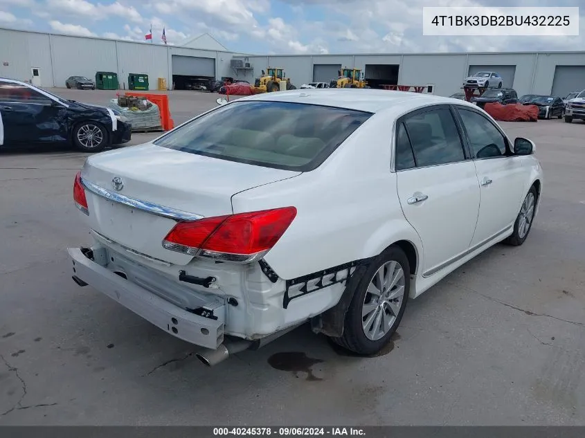 2011 Toyota Avalon Limited VIN: 4T1BK3DB2BU432225 Lot: 40245378