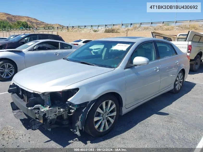 2011 Toyota Avalon Limited VIN: 4T1BK3DB1BU430692 Lot: 40331383