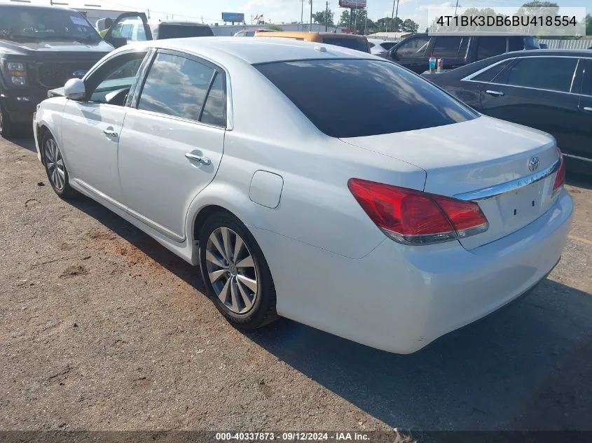 2011 Toyota Avalon Limited VIN: 4T1BK3DB6BU418554 Lot: 40337873