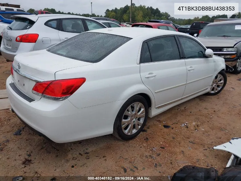 2011 Toyota Avalon Limited VIN: 4T1BK3DB8BU438353 Lot: 40348152