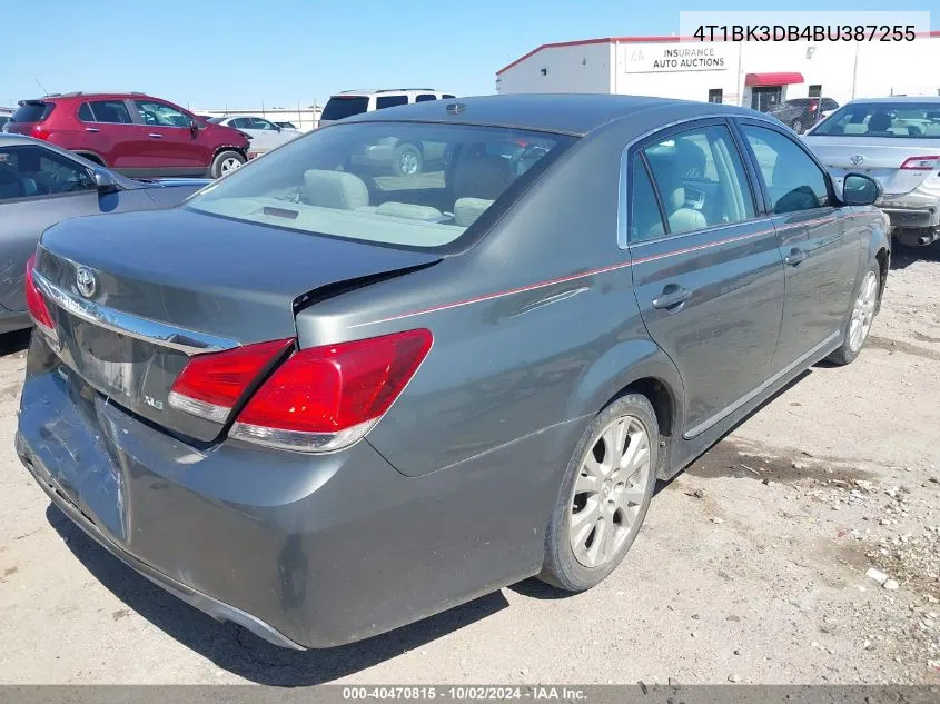 2011 Toyota Avalon VIN: 4T1BK3DB4BU387255 Lot: 40470815