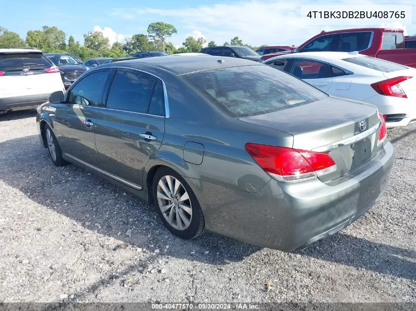 4T1BK3DB2BU408765 2011 Toyota Avalon Limited